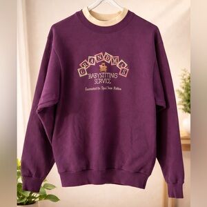 Vintage Grandma Babysitting Service Sweatshirt M Purple